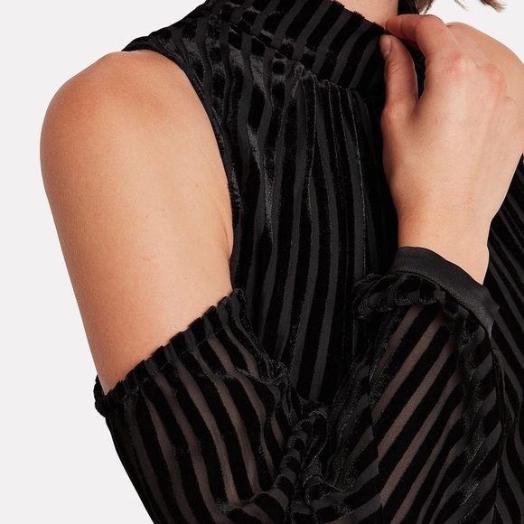 Intermix Renata Cold Shoulder Striped Velvet Top 4 - Picture 3 of 8